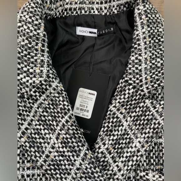 Fashion Nova Check The Resume Tweed Matching Set - Picture 3 of 9